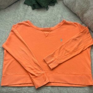 Polo Ralph Lauren orange XL women’s cropped sweatshirt/ turquoise emblem